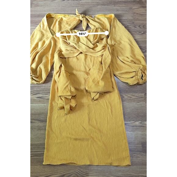 JOHANNA ORTIZ LUNA MIEL CRÊPE MIDI DRESS IN YELLOW size 8 - Picture 5 of 13